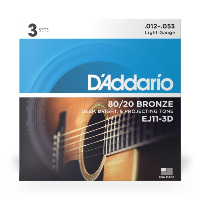 D'Addario EJ11-3D - Struny do gitary akustycznej (12-53, 3 kpl.) - 2 D'Addario EJ11-3D - Struny do gitary akustycznej (12-53, 3 kpl.) - 2