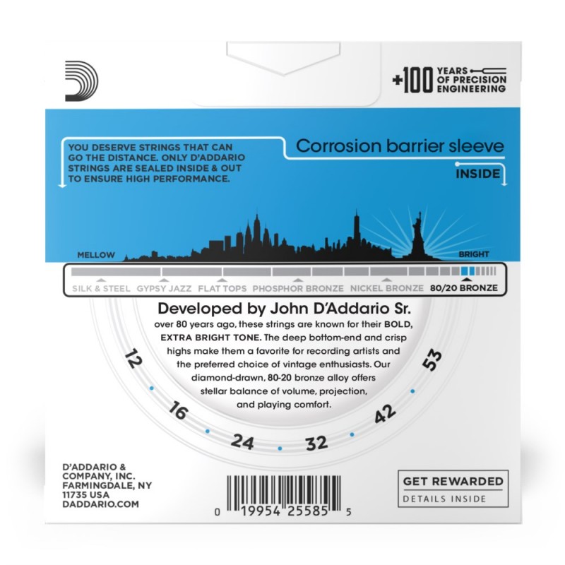 D'Addario EJ11-3D - Struny do gitary akustycznej (12-53, 3 kpl.) - 3 D'Addario EJ11-3D - Struny do gitary akustycznej (12-53, 3 kpl.) - 3