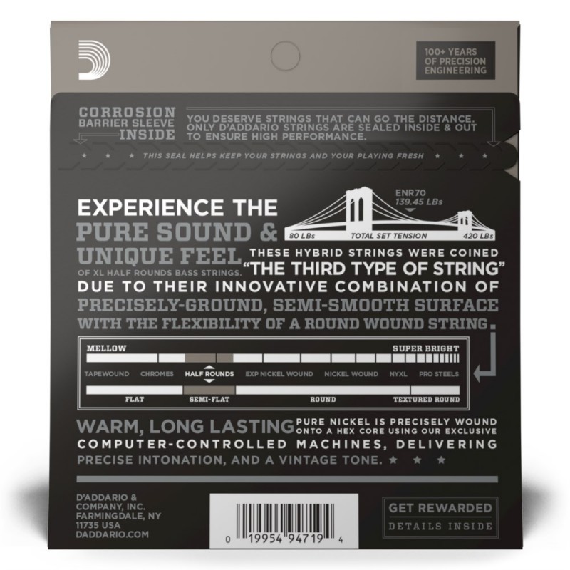 D'Addario ENR70 - Struny do gitary basowej (40-95) - 3 D'Addario ENR70 - Struny do gitary basowej (40-95) - 3
