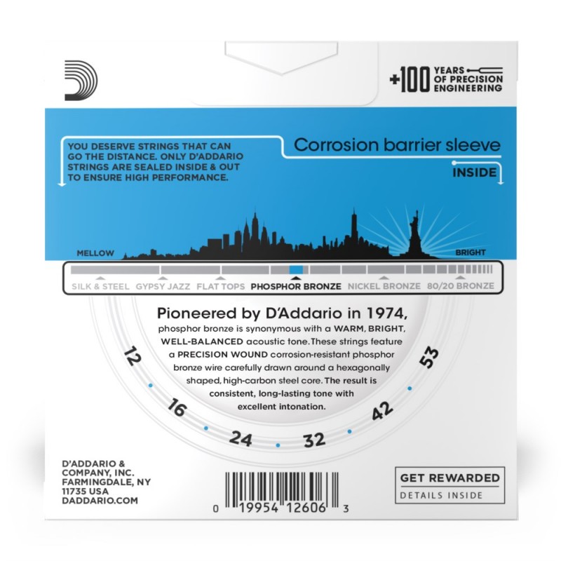D'Addario EJ16-3D - Struny do gitary akustycznej (12-53, 3 kpl.) - 3 D'Addario EJ16-3D - Struny do gitary akustycznej (12-53, 3 kpl.) - 3