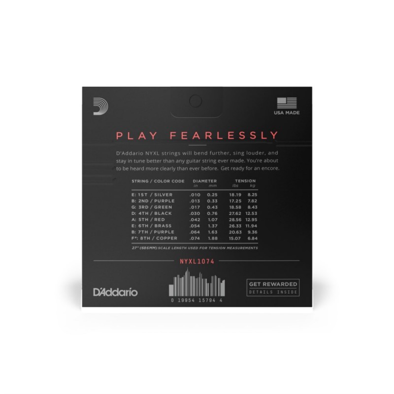 D'Addario NYXL1074 - Struny do gitary elektrycznej 8-strunowe (10-74) - 3 D'Addario NYXL1074 - Struny do gitary elektrycznej 8-strunowe (10-74) - 3