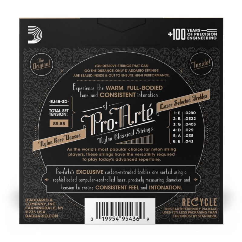 D'Addario EJ45-3D - Struny do gitary klasycznej (3 kpl.) - 3 D'Addario EJ45-3D - Struny do gitary klasycznej (3 kpl.) - 3