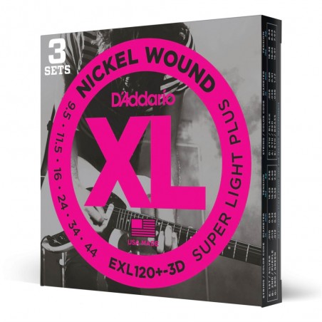 D'Addario EXL120+-3D - Struny do gitary elektrycznej (9.5-44, 3 kpl.) - 1