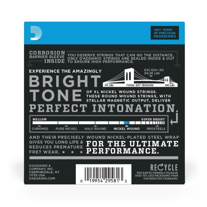 D'Addario EXL120+-3D - Struny do gitary elektrycznej (9.5-44, 3 kpl.) - 3 D'Addario EXL120+-3D - Struny do gitary elektrycznej (9.5-44, 3 kpl.) - 3