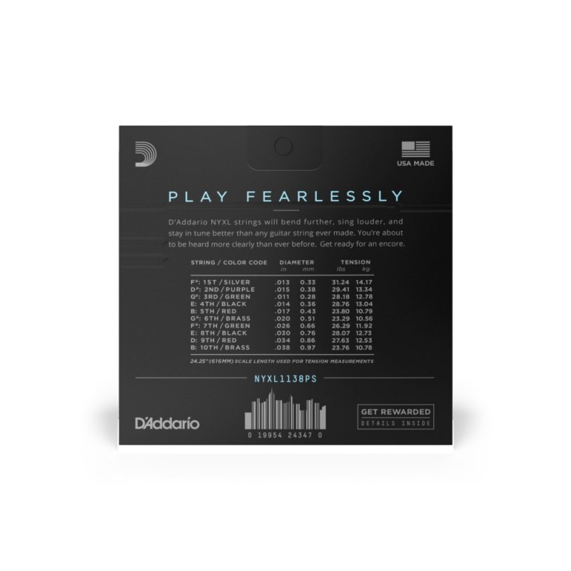 D'Addario NYXL1138PS - Struny gitarowe (11-38) - 3 D'Addario NYXL1138PS - Struny gitarowe (11-38) - 3