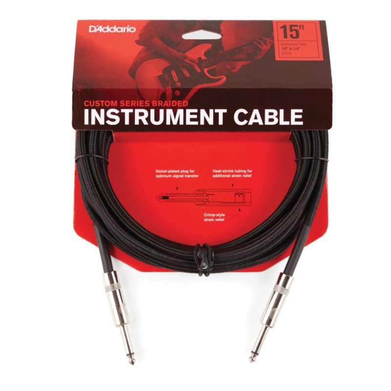 D'Addario PW-BG-15BK - Kabel instrumentalny z oplotem (czarny) - 3 D'Addario PW-BG-15BK - Kabel instrumentalny z oplotem (czarny) - 3