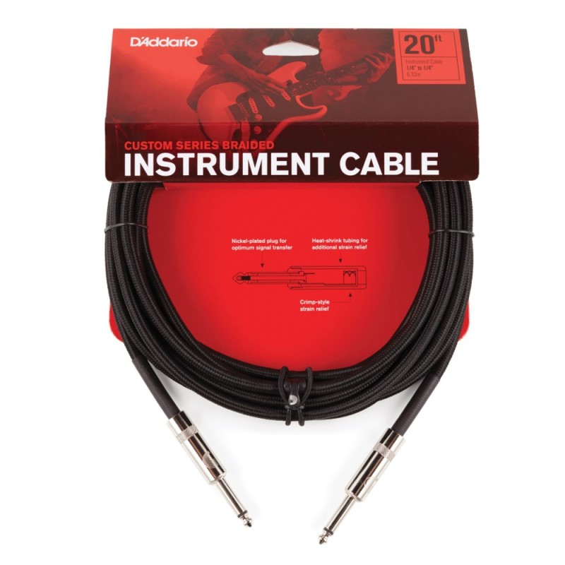 D'Addario PW-BG-20BK - Kabel instrumentalny z oplotem (czarny) - 3 D'Addario PW-BG-20BK - Kabel instrumentalny z oplotem (czarny) - 3