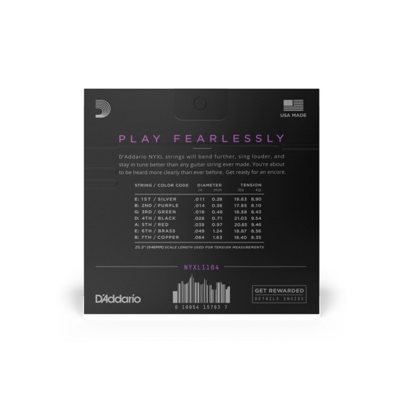 D'Addario NYXL1164 - Struny do gitary elektrycznej 7-strunowe (11-64) - 3 D'Addario NYXL1164 - Struny do gitary elektrycznej 7-strunowe (11-64) - 3