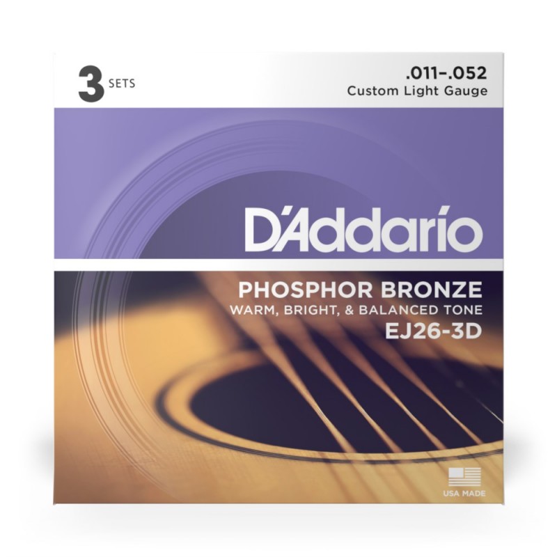 D'Addario EJ26-3D - Struny do gitary akustycznej (11-52, 3 kpl.) - 2 D'Addario EJ26-3D - Struny do gitary akustycznej (11-52, 3 kpl.) - 2