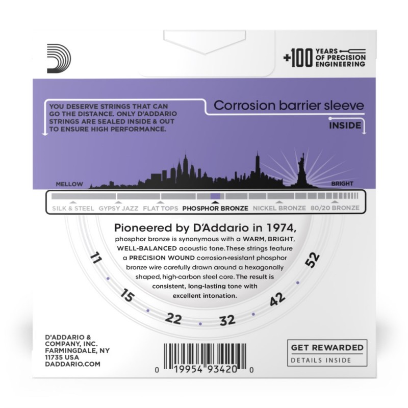 D'Addario EJ26-3D - Struny do gitary akustycznej (11-52, 3 kpl.) - 3 D'Addario EJ26-3D - Struny do gitary akustycznej (11-52, 3 kpl.) - 3