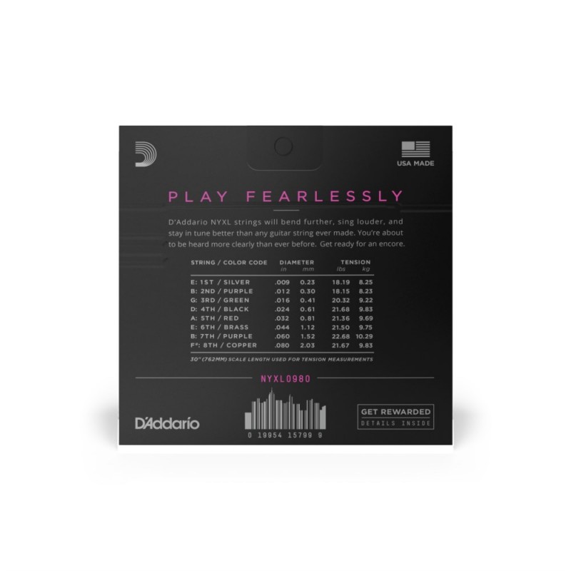 D'Addario NYXL0980 - Struny do gitary elektrycznej 8-strunowe (09-80) - 3