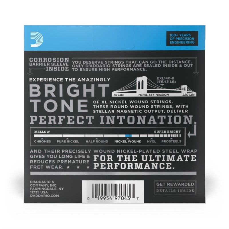 D'Addario EXL140-8 - Struny do gitary elektrycznej 8-strunowe (10-74) - 3 D'Addario EXL140-8 - Struny do gitary elektrycznej 8-strunowe (10-74) - 3