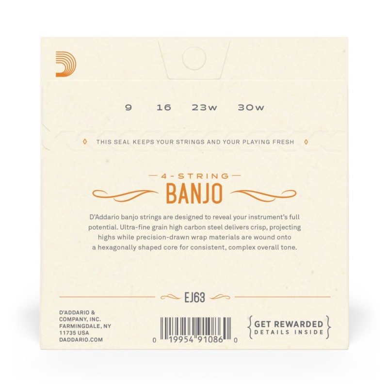 D'Addario EJ63 - Struny do banjo Tenor (9-30) - 3 D'Addario EJ63 - Struny do banjo Tenor (9-30) - 3