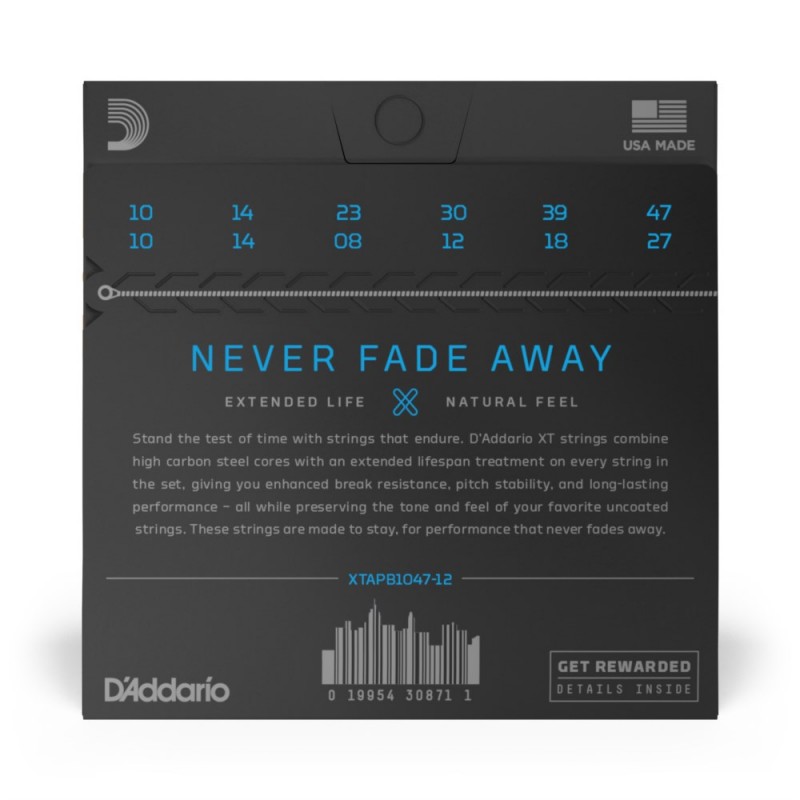 D'Addario XTAPB1047-12 - Struny do gitary akustycznej 12-strunowe (10-47) - 3 D'Addario XTAPB1047-12 - Struny do gitary akustycznej 12-strunowe (10-47) - 3