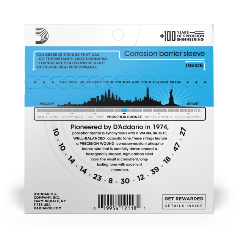 D'Addario EJ38 - Struny do gitary akustycznej 12-strunowe (10-47) - 3 D'Addario EJ38 - Struny do gitary akustycznej 12-strunowe (10-47) - 3
