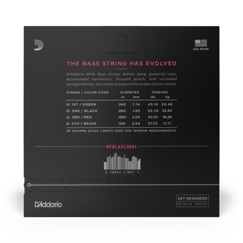 D'Addario NYXL45100SL - Struny do gitary basowej (45-100) - 3 D'Addario NYXL45100SL - Struny do gitary basowej (45-100) - 3