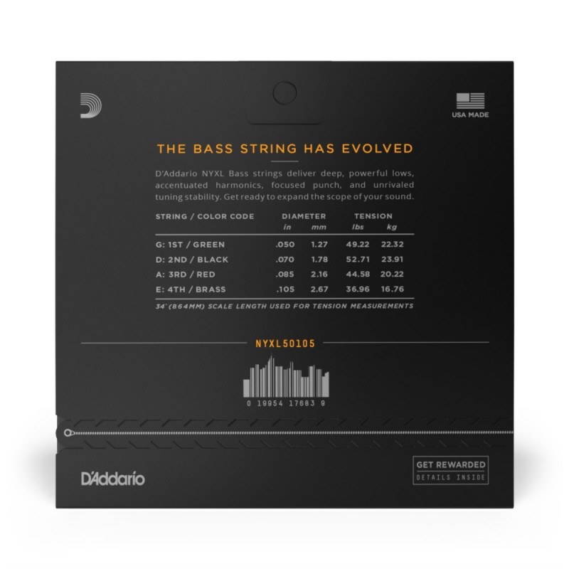 D'Addario NYXL50105 - Struny do gitary basowej (50-105) - 3 D'Addario NYXL50105 - Struny do gitary basowej (50-105) - 3