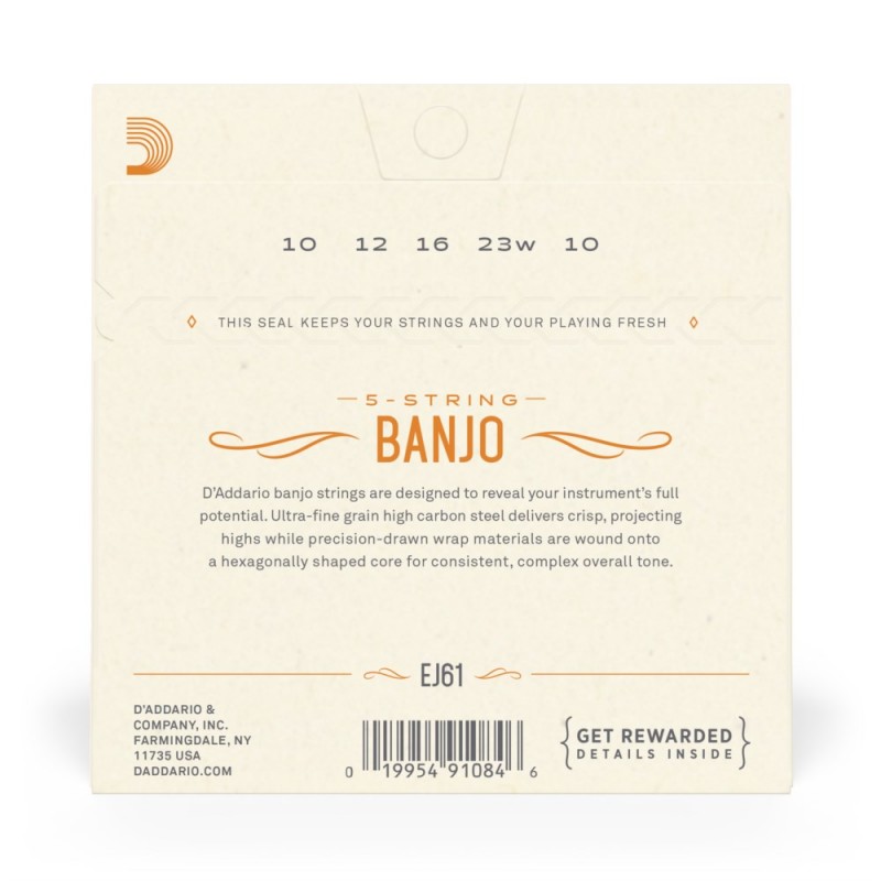 D'Addario EJ61 - Struny do banjo 5-strunowe (10-23) - 3 D'Addario EJ61 - Struny do banjo 5-strunowe (10-23) - 3