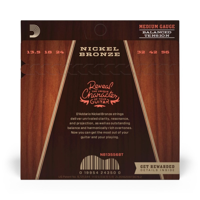 D'Addario NB13556BT - Struny do gitary akustycznej (13.5-56) - 3 D'Addario NB13556BT - Struny do gitary akustycznej (13.5-56) - 3