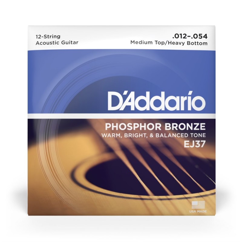 D'Addario EJ37 - Struny do gitary akustycznej 12-strunowe (12-54) - 2 D'Addario EJ37 - Struny do gitary akustycznej 12-strunowe (12-54) - 2