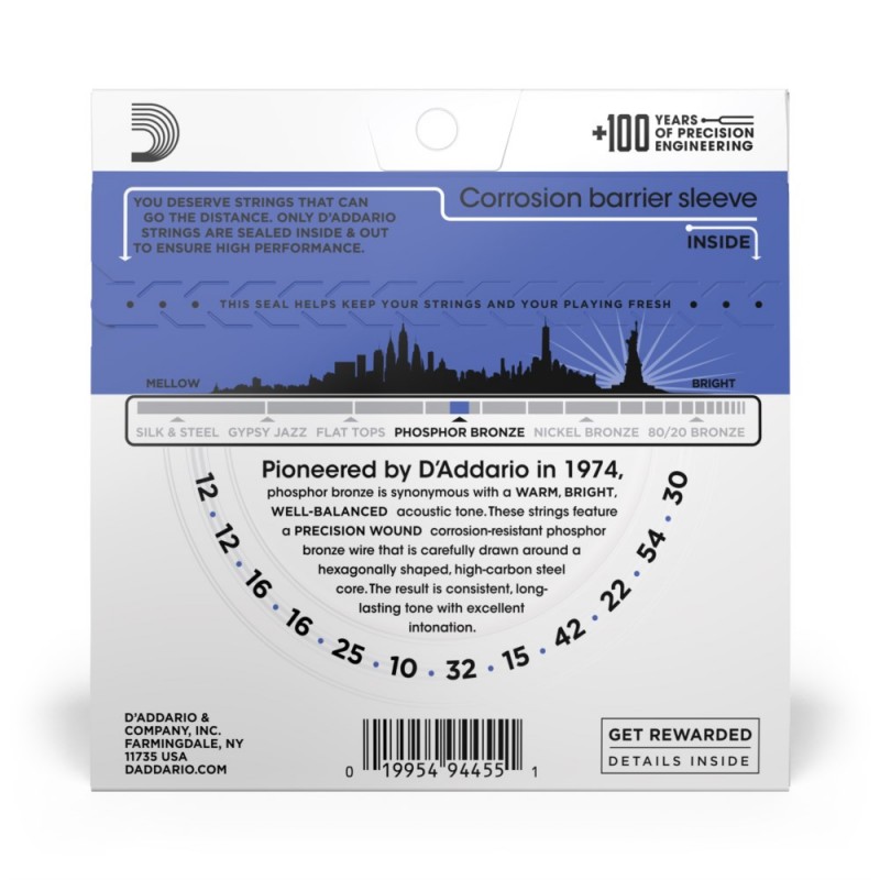 D'Addario EJ37 - Struny do gitary akustycznej 12-strunowe (12-54) - 3 D'Addario EJ37 - Struny do gitary akustycznej 12-strunowe (12-54) - 3