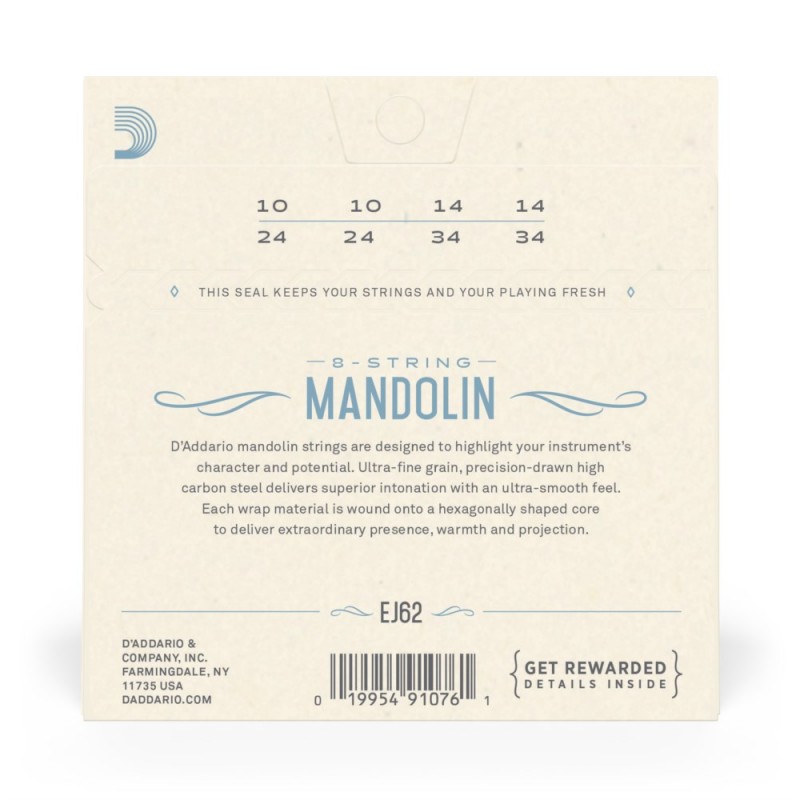 D'Addario EJ62 - Struny do mandoliny (10-34) - 3 D'Addario EJ62 - Struny do mandoliny (10-34) - 3