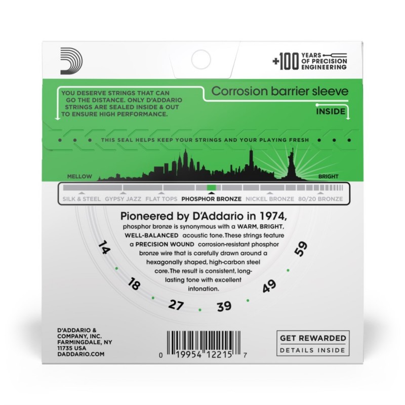 D'Addario EJ18 - Struny do gitary akustycznej (14-59) - 3 D'Addario EJ18 - Struny do gitary akustycznej (14-59) - 3
