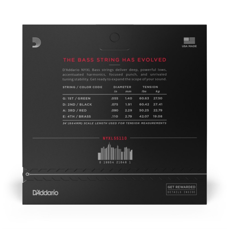 D'Addario NYXL55110 - Struny do gitary basowej (55-110) - 3 D'Addario NYXL55110 - Struny do gitary basowej (55-110) - 3