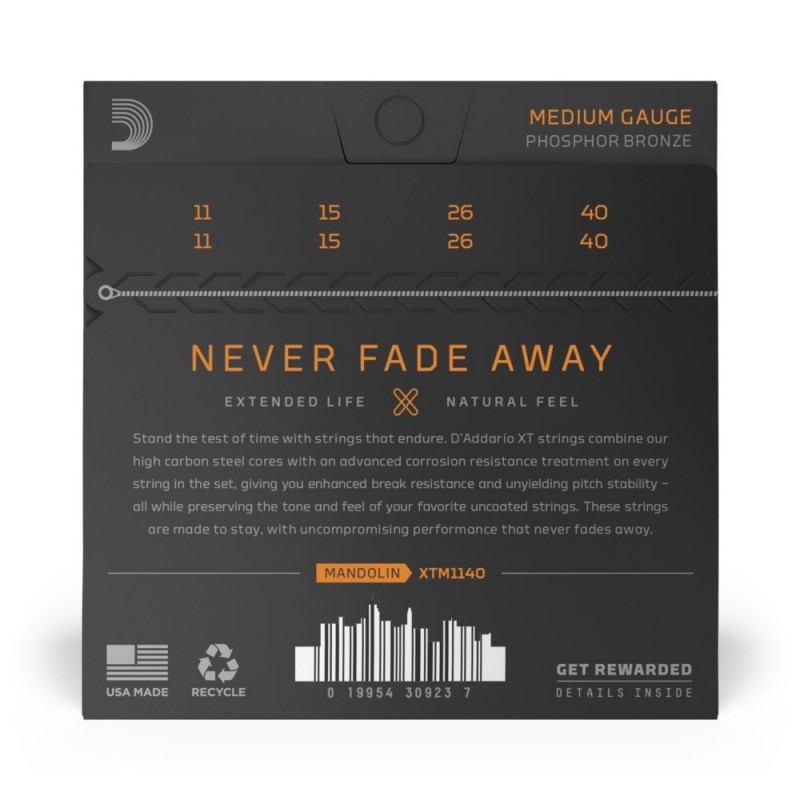 D'Addario XTM1140 XT - Struny do mandoliny (11-40) - 3 D'Addario XTM1140 XT - Struny do mandoliny (11-40) - 3