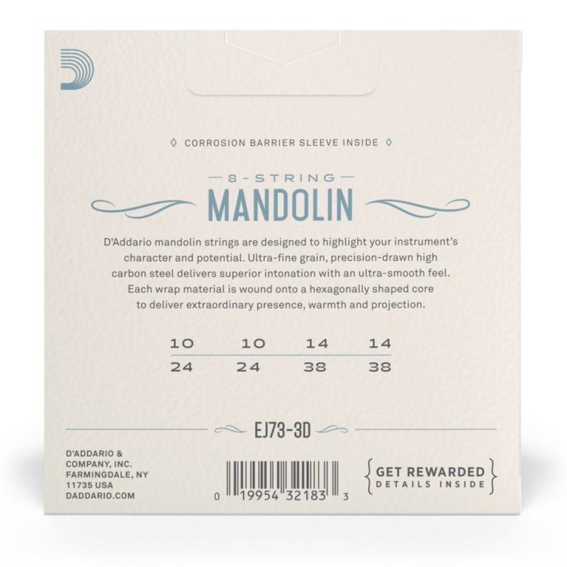 D'Addario EJ73-3D - Struny do mandoliny (10-38, 3 kpl.) - 3 D'Addario EJ73-3D - Struny do mandoliny (10-38, 3 kpl.) - 3
