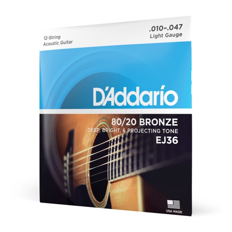 D'Addario EJ36 - Struny do gitary akustycznej 12-strunowe (10-47) - 1 D'Addario EJ36 - Struny do gitary akustycznej 12-strunowe (10-47) - 1