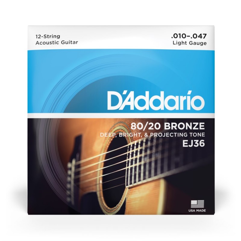 D'Addario EJ36 - Struny do gitary akustycznej 12-strunowe (10-47) - 2 D'Addario EJ36 - Struny do gitary akustycznej 12-strunowe (10-47) - 2