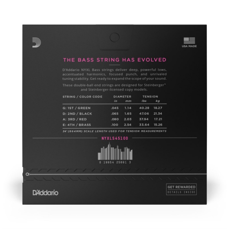 D'Addario NYXLS45100 - Struny do gitary basowej (45-100) - 3 D'Addario NYXLS45100 - Struny do gitary basowej (45-100) - 3