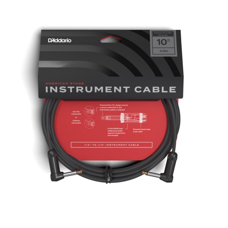 D'Addario PW-AMSGRR-10 - Kabel gitarowy kątowy American Stage (3 m) - 3 D'Addario PW-AMSGRR-10 - Kabel gitarowy kątowy American Stage (3 m) - 3