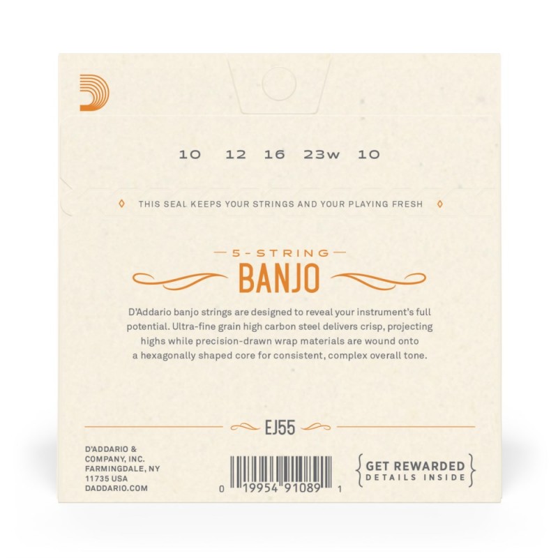 D'Addario EJ55 - Struny do banjo 5-strunowe (10-23) - 3 D'Addario EJ55 - Struny do banjo 5-strunowe (10-23) - 3