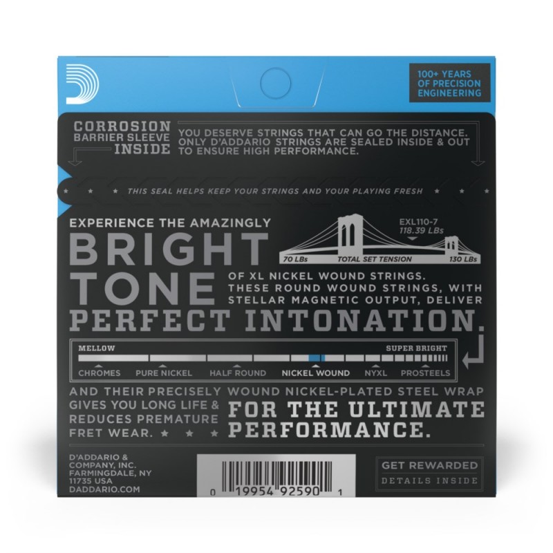 D'Addario EXL110-7 - Struny do gitary elektrycznej 7-strunowe (10-59) - 3 D'Addario EXL110-7 - Struny do gitary elektrycznej 7-strunowe (10-59) - 3