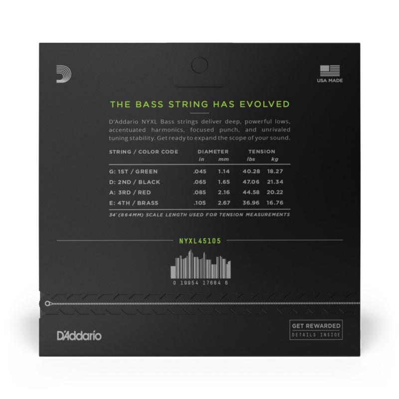 D'Addario NYXL45105 - Struny do gitary basowej (45-105) - 3 D'Addario NYXL45105 - Struny do gitary basowej (45-105) - 3