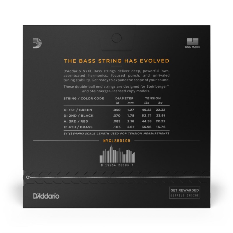 D'Addario NYXLS50105 - Struny do gitary basowej (50-105) - 3 D'Addario NYXLS50105 - Struny do gitary basowej (50-105) - 3