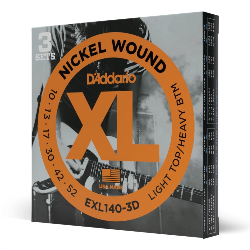D'Addario EXL140-3D - Struny do gitary elektrycznej (10-52, 3 kpl.) - 1 D'Addario EXL140-3D - Struny do gitary elektrycznej (10-52, 3 kpl.) - 1