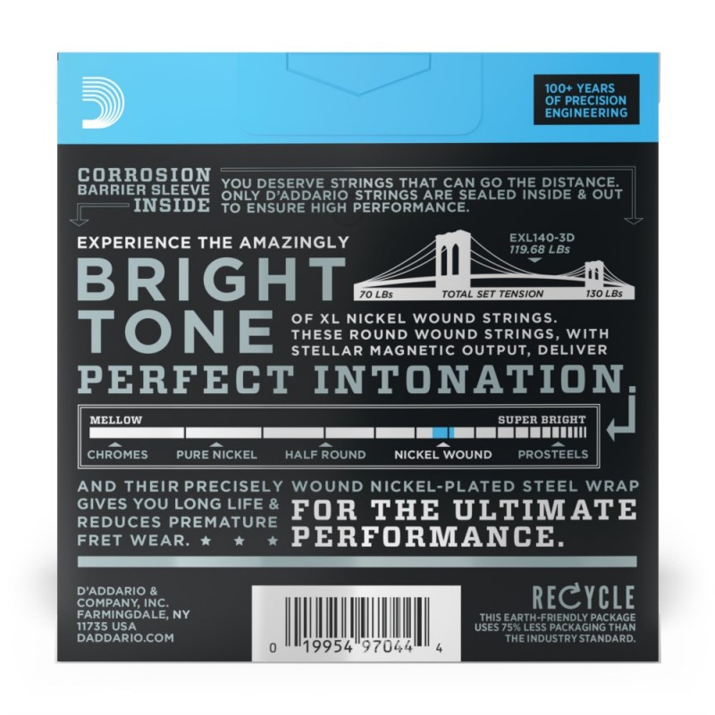 D'Addario EXL140-3D - Struny do gitary elektrycznej (10-52, 3 kpl.) - 3 D'Addario EXL140-3D - Struny do gitary elektrycznej (10-52, 3 kpl.) - 3