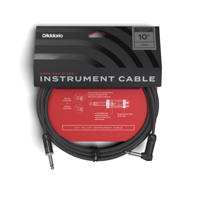 D'Addario PW-AMSGRA-10 - Kabel gitarowy kątowy American Stage (3 m) - 3 D'Addario PW-AMSGRA-10 - Kabel gitarowy kątowy American Stage (3 m) - 3