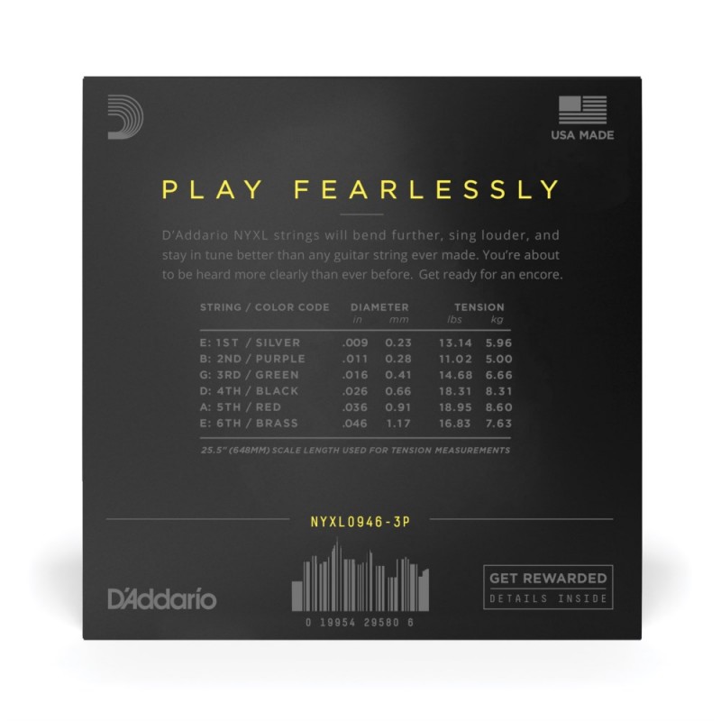 D'Addario NYXL0946-P - Struny do gitary elektrycznej (9-46, 3 kpl.) - 3 D'Addario NYXL0946-P - Struny do gitary elektrycznej (9-46, 3 kpl.) - 3