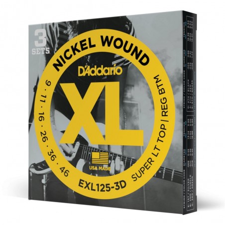 D'Addario EXL125-3D - Struny do gitary elektrycznej (09-46, 3 kpl.) - 1