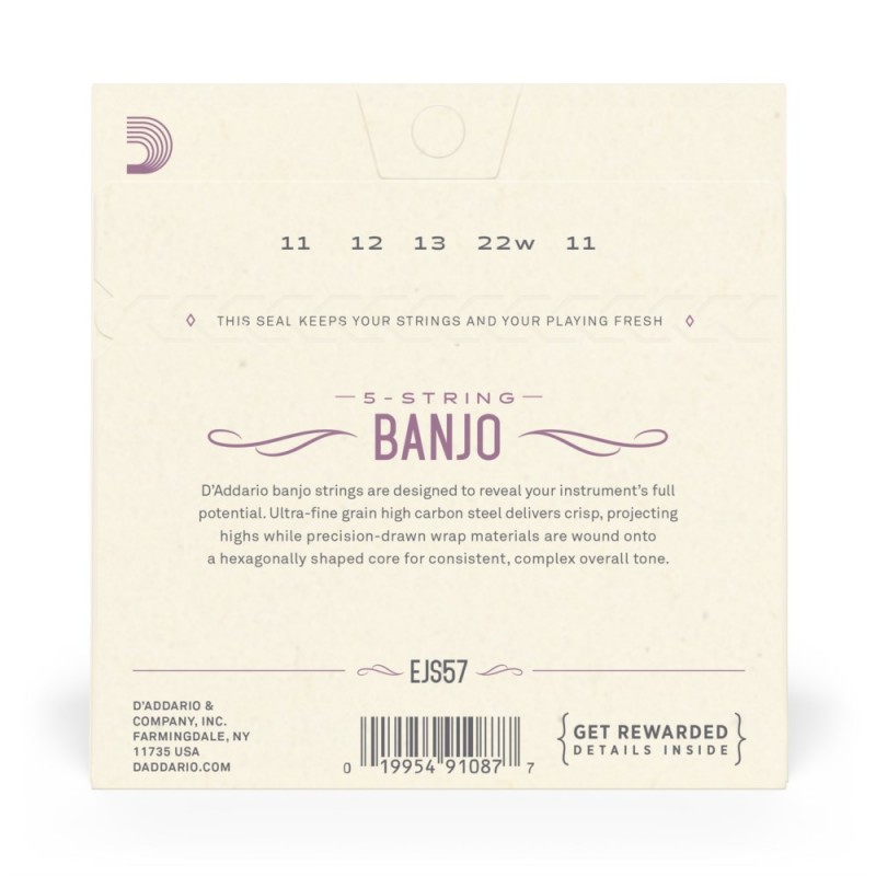 D'Addario EJS57 - Struny do banjo 5-strunowe (11-22) - 3 D'Addario EJS57 - Struny do banjo 5-strunowe (11-22) - 3