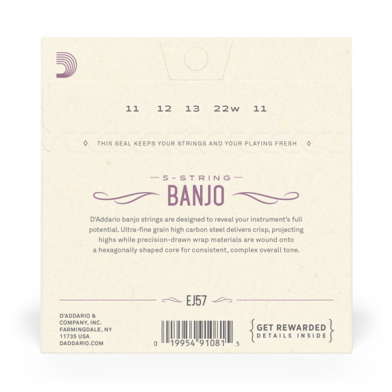 D'Addario EJ57 - Struny do banjo 5-strunowe (11-22) - 3 D'Addario EJ57 - Struny do banjo 5-strunowe (11-22) - 3