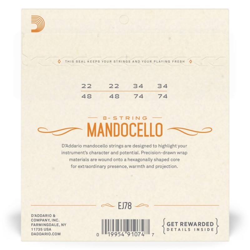 D'Addario J78 - Struny do Mandocello (22-74) - 3 D'Addario J78 - Struny do Mandocello (22-74) - 3