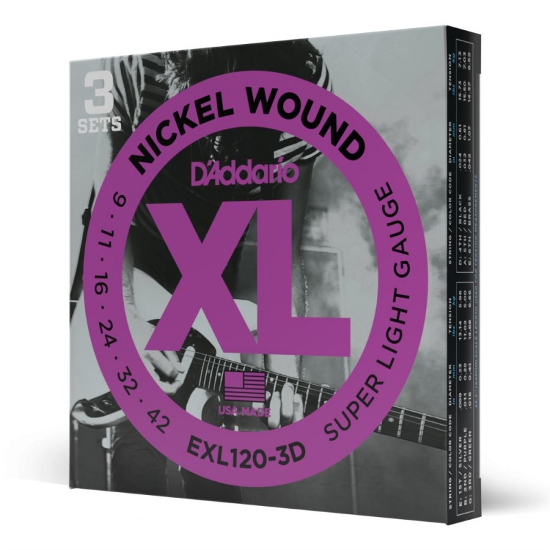 D'Addario EXL120-3D - Struny do gitary elektrycznej (09-42, 3 kpl.) - 1 D'Addario EXL120-3D - Struny do gitary elektrycznej (09-42, 3 kpl.) - 1
