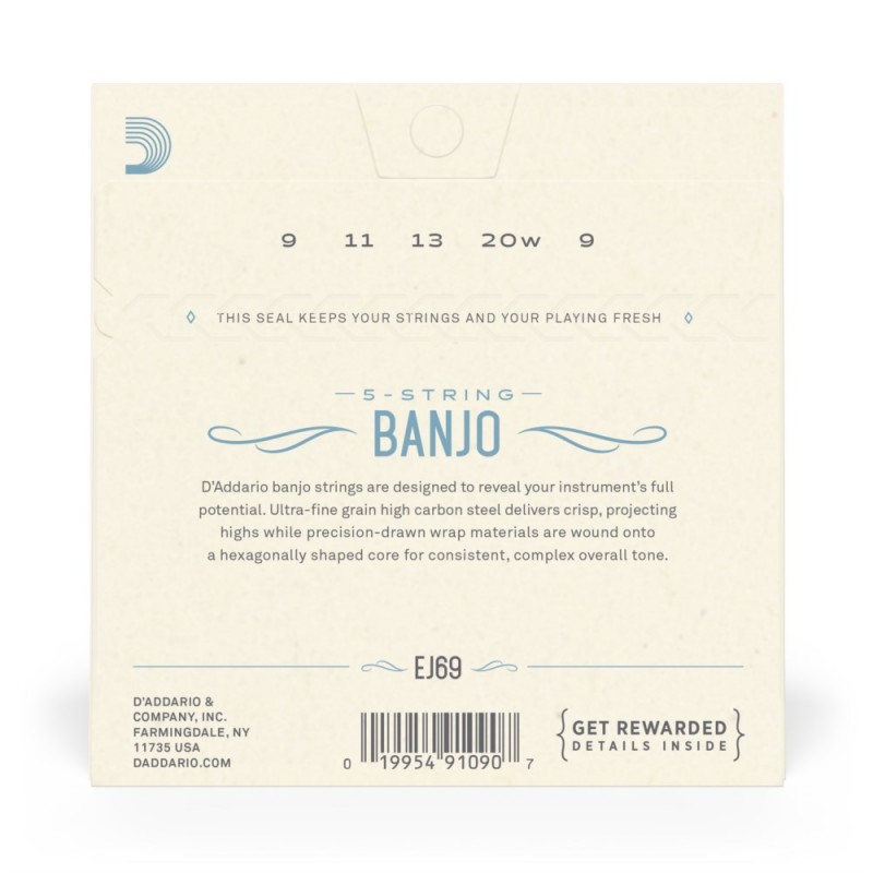 D'Addario EJ69 - Struny do banjo 5-strunowe (9-20) - 3 D'Addario EJ69 - Struny do banjo 5-strunowe (9-20) - 3