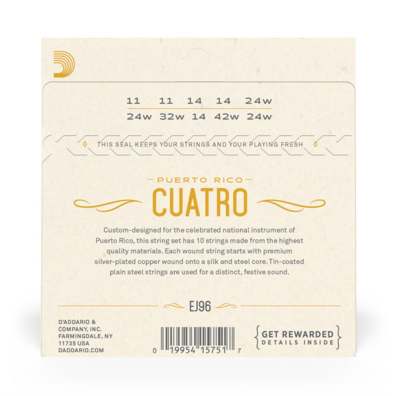 D'Addario EJ96 - Struny Cuatro-Puerto Rico - 3