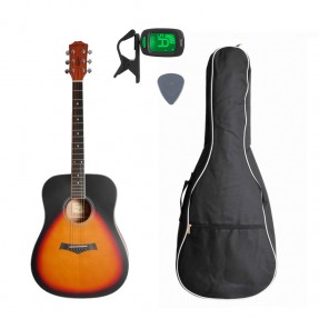Gitara Akustyczna + Pokrowiec + Tuner + Kostka Zestaw 40 - 1